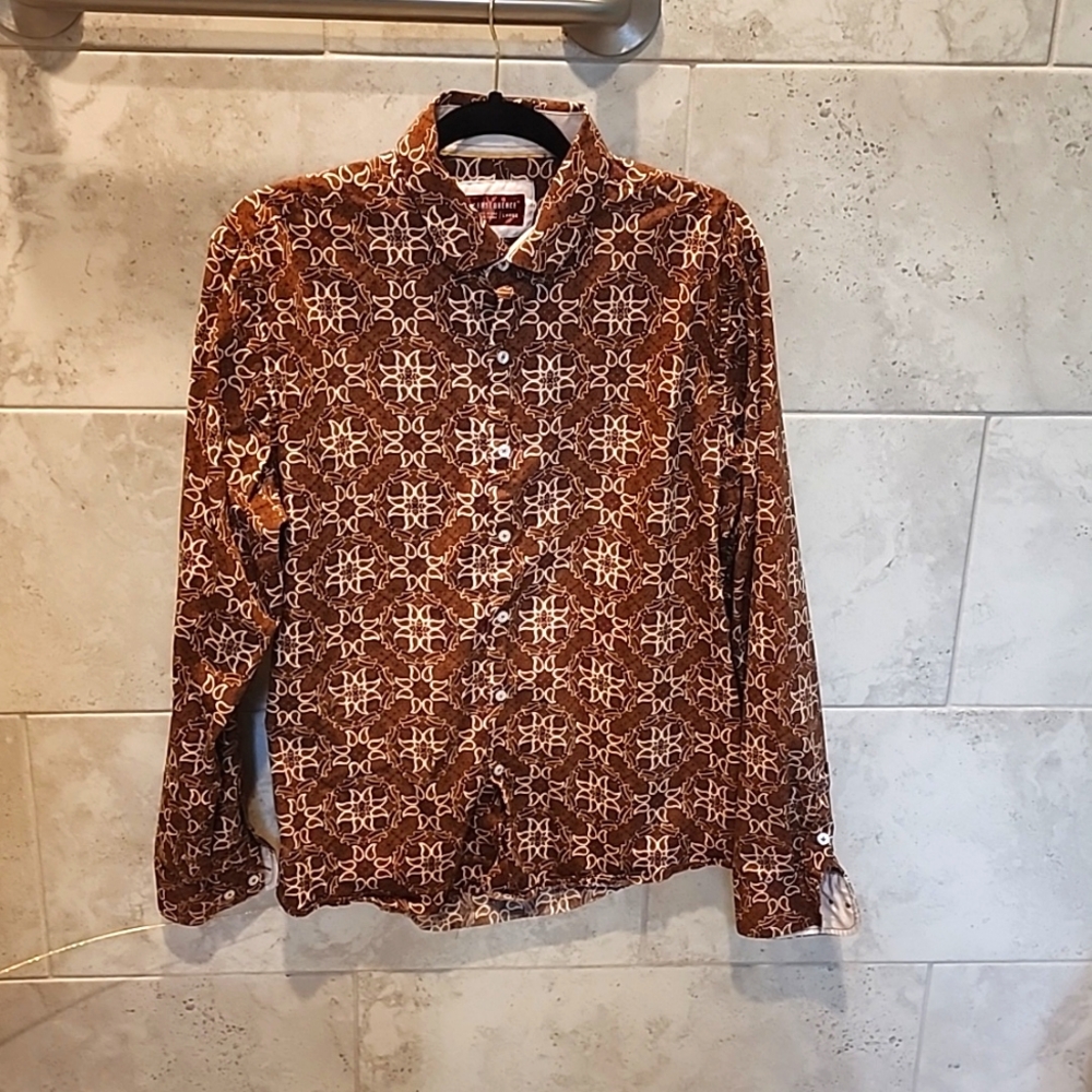 Consequence long sleeve western button up shirt brown large (fits like medium)